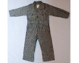 Vintage 1930s Boy's Denim Work Wear - Railroad Conductor Coverall - Size 5 Authentic 30s Deadstock - One-Piece Gray & White Striped Cotton