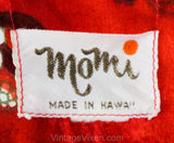Men's Small Aloha Shirt - 50s Red Hawaiian Cotton Shirt - 1950s 60s Label - Hawaii Crest Map Novelty Print - Summer Top by Momi - Chest 42