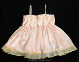 Antique Pink Satin Baby Dress - Infant's Chemise with Ribbons & Embroidery - Size 6 to 9 Months - Girls Spring 1910s 1920s Under Dress