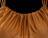 Small 1970s Peach Evening Dress with Triple Straps - Sexy Size 6 Summer Gown - Sun Kissed Terracotta Silky Jersey - 70s Glamour - Bust 34.5