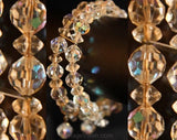Glam 1950s Cut Crystal Beaded Cuff Bracelet - Clear Glass Facted Beads - 1950s - 40s 50s New-Old Stock - Classic Simple Glamorous - 34712-1