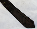 Men's 50s Tie - Brown Sharkskin Silk 1950s Skinny Tie - Black Ivory Chestnut Neutral Colors - Sprigs Brocade 50's Necktie - Made in Italy