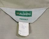 Men's Small Hawaiian Khaki Shirt - Fierce Asian Foo Dog Screen Print - 1960s Summer Resort Shirt - 60s Malihini Hawaii Label - Chest 38