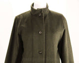 XL Cashmere Blend Coat - Luxury SuperAngora 3/4 Length Minimalist Jacket - Pierrette Switzerland - Very Dark Pine Green - Bust up to 56