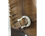Size 5 Tan Western Boots with Big Fringe - Unworn 1960s Deadstock - Country Rock Star Style Cowgirl Boot - Rockabilly Brown 60s 70s Leather