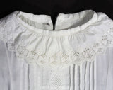 Antique Baby's Christening Gown - Size 0 to 3 Months - 1900s Victorian White Cotton Heirloom Dress - Tucks & Hand Embroidery - Very Long