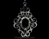 Art Nouveau Style Necklace - Amethyst Purple Glass Medallion Pendant - Victorian Revival 1960s 1970s Antique Style Repro Sarah Coventry