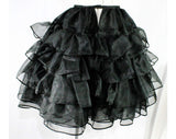 Size 8 Pouf Skirt - 1980s Retro Full Petticoat Style - 50s Inspired Can Can Layer by Dan DeSantis - Sparkly Sheer Black Ruffles - Waist 27