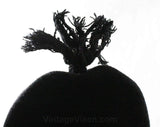 Child's 1940s Winter Hat - Black Wool with Chenille Trim - Long Stocking Cap - Childs Nightcap - Likely European - Tassel End - 48231