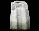 Size 12 Boy's Shirt - 1950s Gray White & Sage Green Striped Cotton Oxford - Child's Short Sleeve Summer 50s Button Front - NOS Deadstock