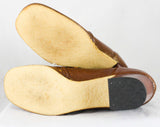 FINAL SALE Size 6 Brown Shoes - Faux Leather Pumps - Metal Bits - Unfortunate Condition - 6M Retro 1970s Caramel Hipster - As Is Deadstock