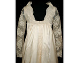 Size 4 Wedding Dress with Train - Sophisticated 1960s Peau du Soie Empire Bridal Gown - Bust 33 - Waist 28.5 - Mint Condition - 32781