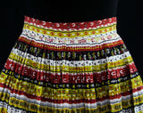 Size Large 1950s Apron - Western Style Branding Marks Novelty Print - Southwestern 50s Rockabilly Cow Girl Mini Pleated - Waist to 32