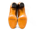 Size 5 Brown 1940s Shoes - Unworn 40s Secretary Style Caramel Tan Leather Pumps - 5 AA Deadstock - Fall Autumn - Swing Era Two Tone Bow