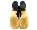 Size 5.5 1960s Shoes - Slick Dark Brown Mod 60s Oxford Pumps with Brass Lace Up - Glossy Wet Look Rounded Toe Go-Go Girl Heels - 5 1/2 M