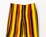 Child's Size 7 1960s Pants - Girls Mod Circus Stripes Wide Leg Trousers - Yellow Red Navy Blue 60s Children's Bell Bottoms - Waist 22