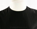 Size 8 1950s Dress - Victorian-esque 50s Black Sun Dress - Fitted Bodice - Tiered Full Skirt - Black Cotton - Summer - Waist 26.5 - 42945