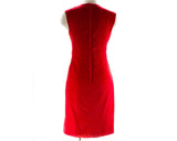 Size 6 Red Dress - 60s Sleeveless Jumper Style Sheath - Meant To Wear Over Shirt or Turtleneck - 1960s Scarlet Velveteen - Bust 35.5 - 50718
