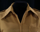 Size 8 1960s Safari Shirt - Mustard Yellow Polyester Top - Stewardess Look Blouse - 60s Uniform Shirt - Short Sleeved - Bust 37.5 - 42315