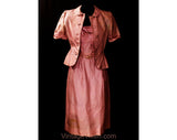 As Is XXS 1950s Rose Pink Strapless Dress & Jacket - 50s Bombshell Size 0 Summer Suit - Marilyn Pin Up Look - 1950's Henri Bendel - Waist 23