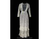 Antique 1900s Dress - XS Winsome Wearable Edwardian Afternoon Gown - Size 0 Feminine Rose Print Cotton & Dainty Net - Lace Trim - Waist 23