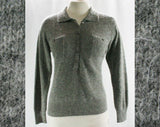 Size 10 Fuzzy Pullover - 1940s Style Gray Angora Sweater - Medium 80s Liz Claiborne Grey Knit Top - Sweater Girl Style - Bust 36.5 - 42087