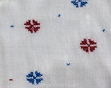 Size 4T Girl's 1950s Shirt - Toddler's Winter White Long Sleeve Button Front Top with Red and Blue Alpine Flowers - NOS Deadstock - Chest 26