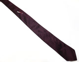 Men's 50s Skinny Tie - Aubergine Silk 1950s Necktie with Geometric Triangles Accent - MidCentury Mens Business Wear - Brown Fuchsia White