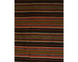 Handwoven Wool Rug - 1960s Area Carpet - 60s Wall Hanging - Expertly Hand Woven - 3 x 5 - Burnt Orange Black & Sage Green - Artisan Jonas P