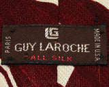 Men's Designer Tie - Maroon & Gray Raw Silk - 80s Necktie - 1980s Guy Laroche Paris Label - Burgundy - Abstract Wavy Pattern Burgundy Waves