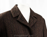 Size 8 50s Tweed Suit - Dark Brown Pinstriped 1950s 60s Tailored Jacket & Skirt - Gorgeous Forest Green Stripe and Satin Lining - Waist 27