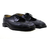 Size 5.5 Men's Oxford Wingtip Dress Shoes - Authentic 1960s Black Faux Leather with Lace Up - Mens Size 5 1/2 - Never Worn 60s Deadstock