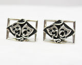 1950s Cuff Links & Tie Bar Set - Drama Novelty Theme 50s 60s Cufflinks - Greek Comedy and Tragedy Masks - Mens Jewelry Theater Teacher Gift