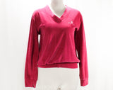 Large Raspberry Velour Sweatshirt - 1980s Sasson Purple Pink Pullover - 80s Athletic Casual Preppy Long Sleeve Sweater Knit Top - Bust 44