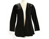 Size 4 Halston Jacket - Elegant Black Bias Cut Silk with Slant Seaming - 1970s 80s Minimalist Designer - Open Front - Gorgeous! - Bust 32.5