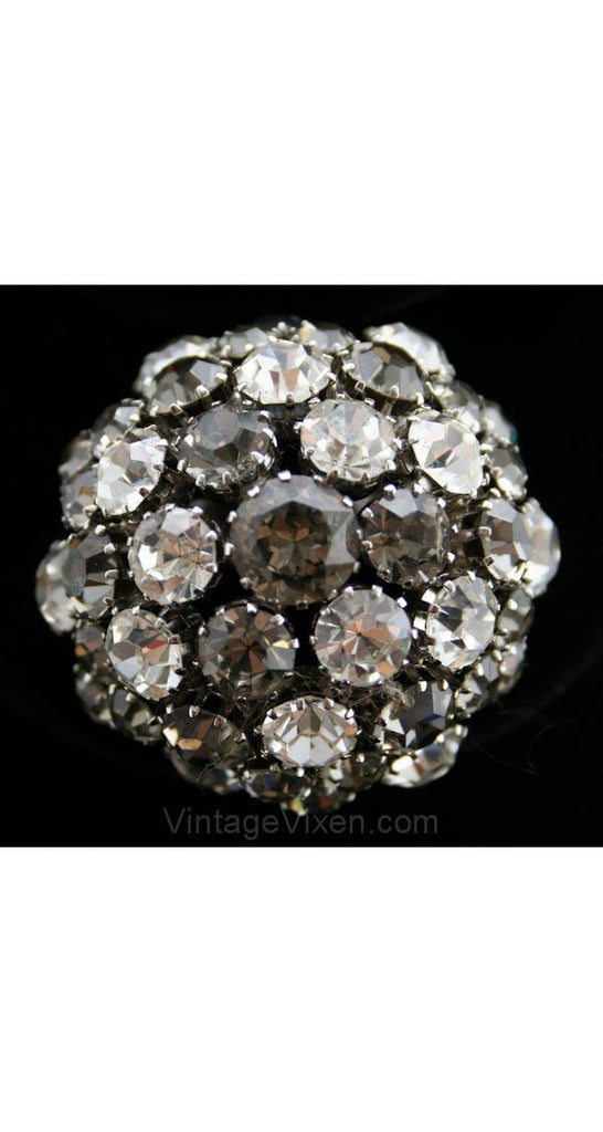 Glittering Gray Rhinestone Dome Pin - Made in Austria - Faceted Grey 1950s Brooch - Elegant Jewelry Gift Idea - Mint Condition - 27939-1