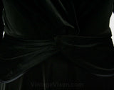 Size 10 Black 40s Style Dress - Made In Early 1990s - Silky Black Velour Knit - Knotted Waist - Medium - Decollete - Bust 36 - 42111