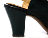 Size 5 1940s Platform Shoes with Mermaid Fish Scales - Emerald Hunter Green Leather Peep Toe Pumps - Gorgeous 40s Deadstock Heels - 5B