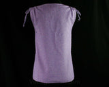 Size 8 Lavender 70s Vest - Shaggy Boucle Light Purple Knit - Sweet Tied Shoulders - 1970s Spring Casual Open Front Layering - Bust 35 / 36