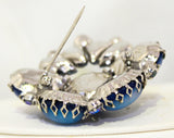 Stunning 1950s Juliana Brooch - Cinderella Blue Crackle Glass Easter Egg Cabochons & AB Rhinestones - 50s 60s Delizza and Elster Glamour Pin