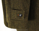 XL Men's Towncraft Car Coat with Faux Fur Collar - 1950s 1960s Mens 60s Hip Length Jacket - Fall Winter Brown Tweed - Big & Tall - Chest 50