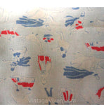1930s Fairyland Print Blue Cotton Bib - Size 12 to 24 Months - Child's Baby Bib - 30s Depression Era - Geese - Sheep - Fairytale - 26891-1