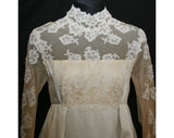 Size 6 Wedding Dress - Classic 1960s Empire Taffeta Bridal Gown with Bell Wrists & Attached Train - Priscilla of Boston - Bust 34 - 31807-1
