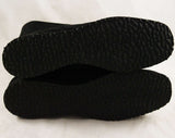 Size 8 Black Suede Ankle Boots - 1960s Hipster Winter Shoes - Convertible Tops - Cuff Up or Folded Down - Fleecy Lining - 8N - NOS Deadstock