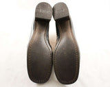 Size 8 Black Loafers - Unworn 1960s Leather Shoes - Hipster 60s Pumps - Loafer Style - Metal Buckles - Hip 70s Secretary - NOS - 47731-1