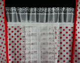 Small 1950s Red Polka Dot Apron - Size 0 to 6 50s House Wife Accessories - Iconic Lucy Hostess Full Apron - Unworn Mint Condition Deadstock