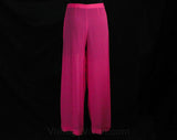Size 6 Pucci Pants - Sheer Pink Silk Crepe - See Through Designer Harem Inspired 1960s Genie Pant - Tailored Wide Leg Trouser - Waist 27