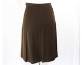 Size 10 Designer Skirt - YSL Brown Wool Gabardine Pleated Skirt - Made in France - 1980s Yves St Laurent - Fall Winter - Medium - Waist 29