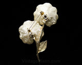 Exotic Lilypad Brooch - Goldtone Gold Metal Calla Lilies - 1950s 1960s Lapel Pin - Beautiful Textures - Lily Pads - Fantastical Flowers