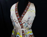 Size 8 Paganne Dress Set - Bohemian 1970s Designer Wrap Style Vest Top & Maxi Skirt - Two Pieces with Belt - 70s Hippie Boho - Bust 36